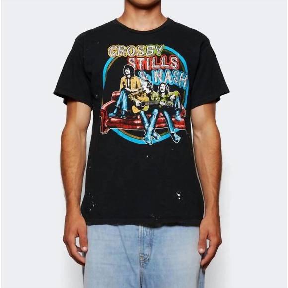 NEW MADEWORN crosby stills and nash north america tour crew neck tee in black - Picture 1 of 5